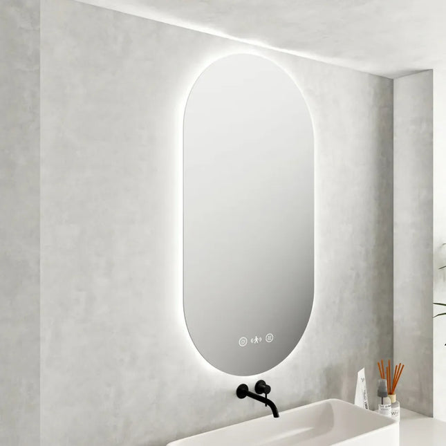 Lorna LED Oval Mirror 500 X 900mm with Adjustable LED Lighting