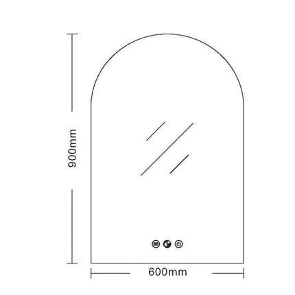 Lorna LED Arch Mirror 600 X 900mm with Adjustable LED Lighting