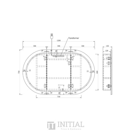 Otti LED Coogee Shaving Cabinet 1200X750, Natural Oak ,