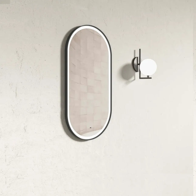 Otti Brighton LED Frame Mirror with Tuffi Glass 900X450 Matte Black ,