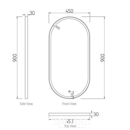 Otti Rose Matte Black Framed LED Mirror 900X450 ,