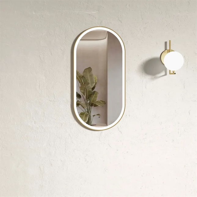 Otti Brighton LED Frame Mirror with Tuffi Glass 900X450 Gold ,