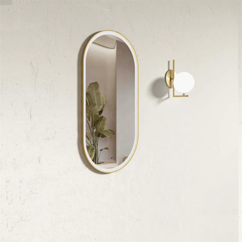 Otti Brighton LED Frame Mirror with Tuffi Glass 900X450 Gold ,
