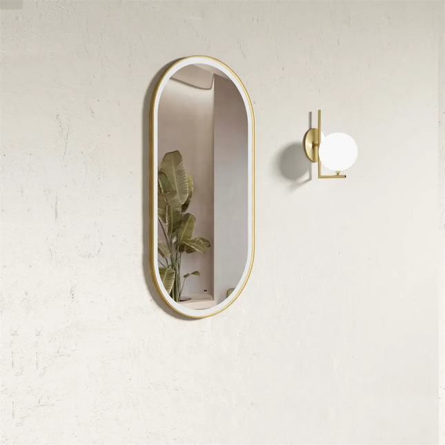 Otti Brighton LED Frame Mirror with Tuffi Glass 900X450 Gold ,