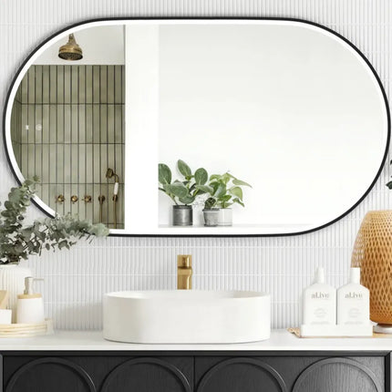 Otti Massa LED Black Frame Mirror Oval 900-1800X600/750