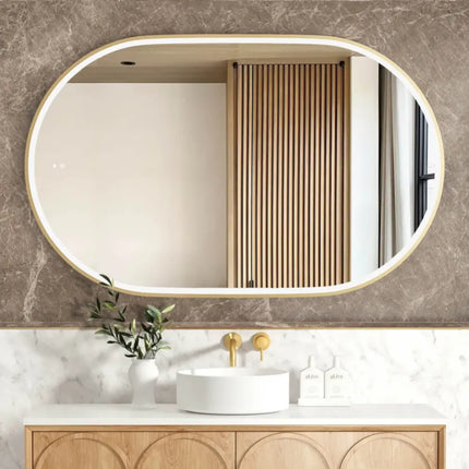 Otti Massa LED Brushed Gold Frame Mirror Oval 900-1800X600/750