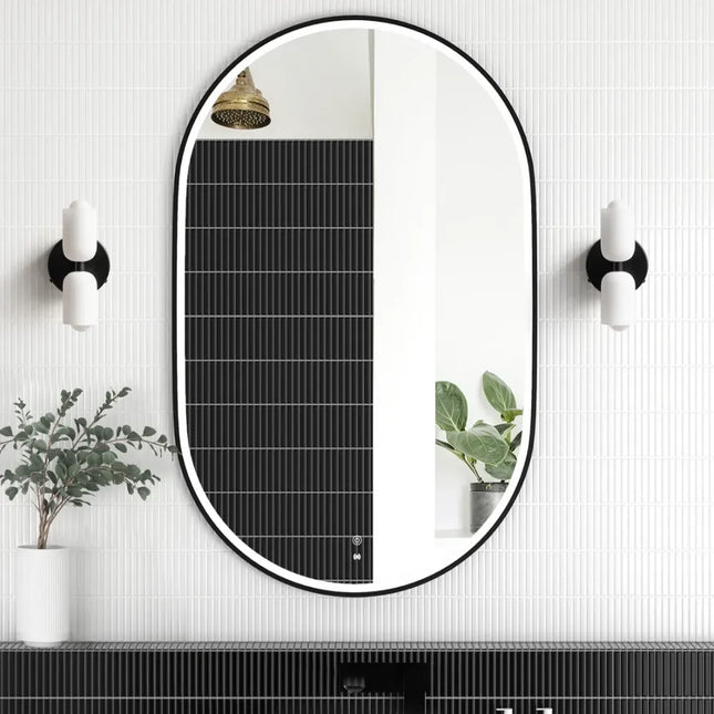 Otti Massa LED Black Frame Mirror Oval 900-1800X600/750