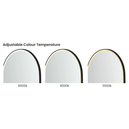 Otti Massa LED Black Frame Mirror Oval 900-1800X600/750