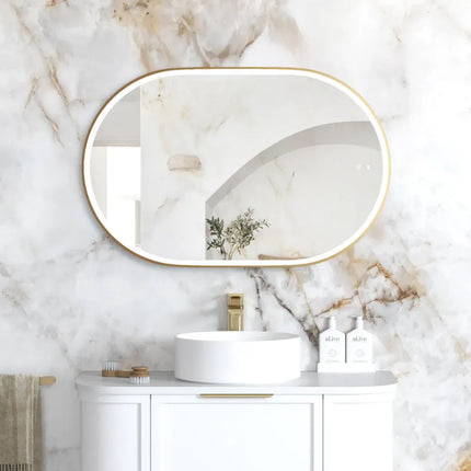 Otti Massa LED Brushed Gold Frame Mirror Oval 900-1800X600/750