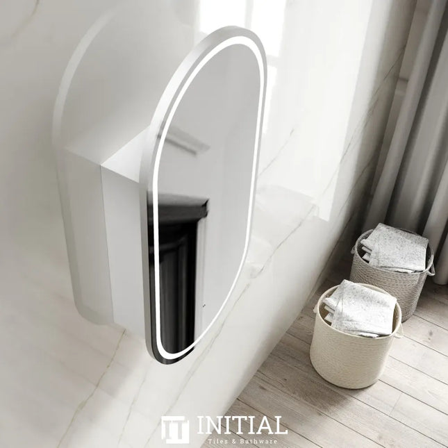 Otti LED Massa Oval Shape Shaving Cabinet 900X450, Matte White , Default Title