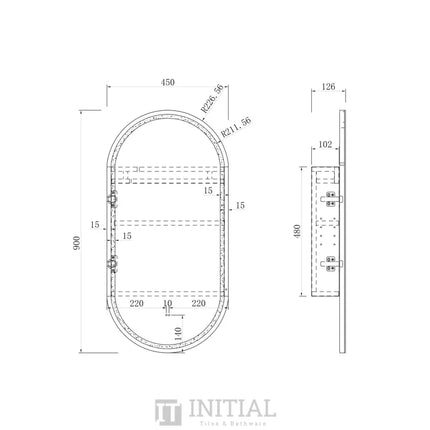 Otti LED Massa Oval Shape Shaving Cabinet 900X450, Matte White ,