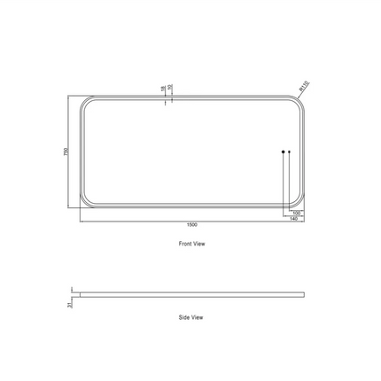 Otti Newport LED Frame Mirror Soft Rectangle 900X600/1500X750 Matte Black