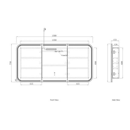 Otti LED Novo Soft Square Shaving Cabinet 1200X750/1500X750 Matte White Premium Edition