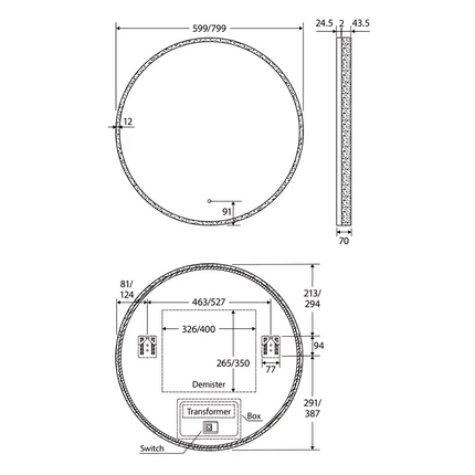 Fienza Sansa Round LED Framed Mirror, 2 Sizes