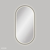 Fienza Empire LED Framed Mirror 600 x 1200mm Matte Black ,