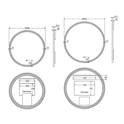 Fienza Reba LED Framed Mirror Brass Gold ,