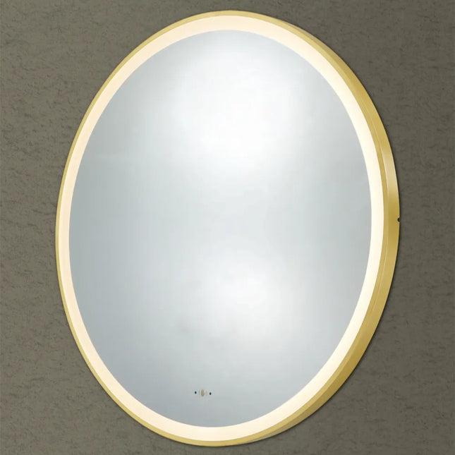 Diana Iron Framed Round LED Mirror Electroplated Coated Brushed Gold