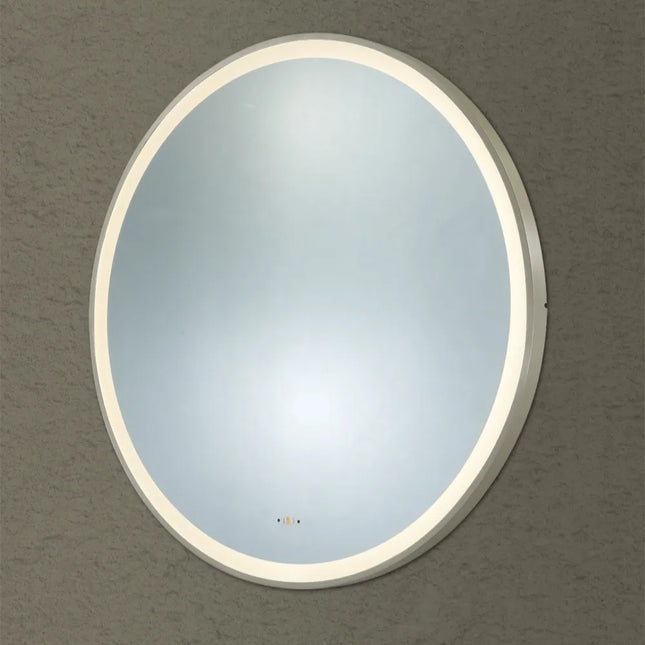 Diana Iron Framed Round LED Mirror Electroplated Coated Brushed Nickel