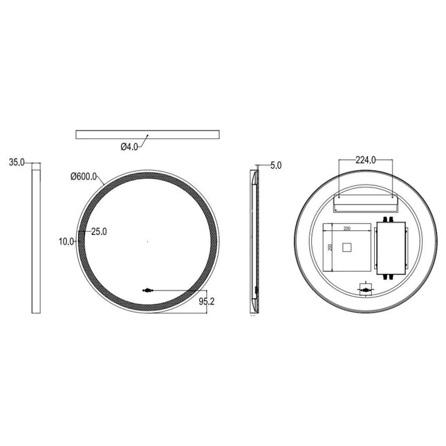 Diana Iron Framed Round LED Mirror Electroplated Coated Gun Metal Grey