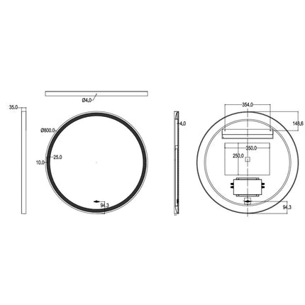 Diana Iron Framed Round LED Mirror Powder Coated Matte Black