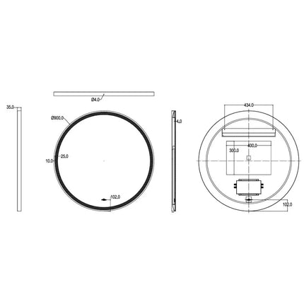 Diana Iron Framed Round LED Mirror Electroplated Coated Gun Metal Grey