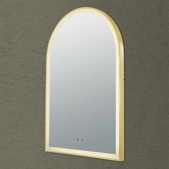 Audrey Iron Framed Arch LED Mirror Brushed Gold