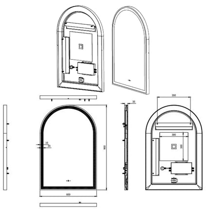 Audrey Iron Framed Arch LED Mirror Brushed Nickel