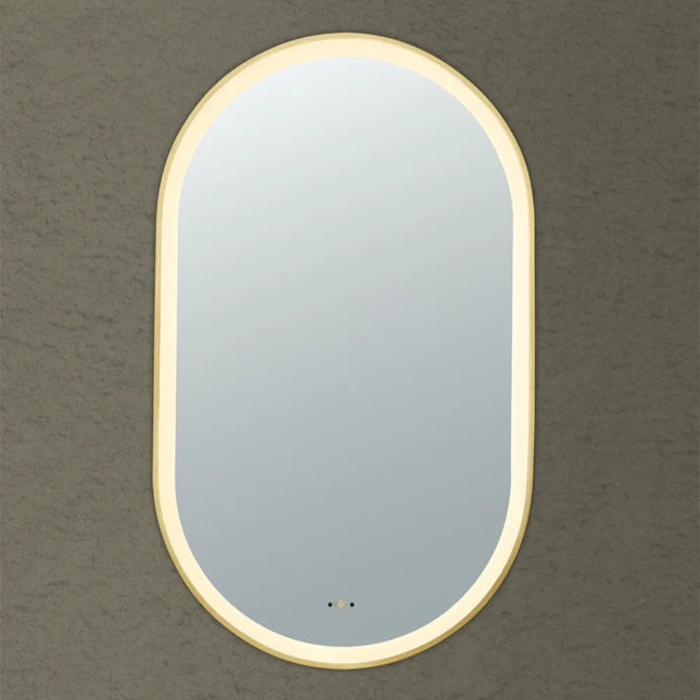 Vivo Iron Framed Oval LED Mirror Brushed Gold