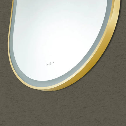 Vivo Iron Framed Oval LED Mirror Brushed Gold