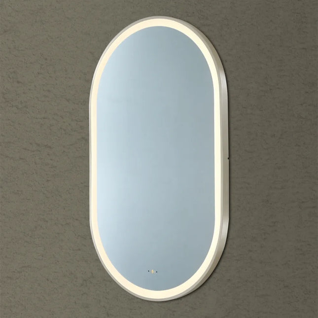 Vivo Iron Framed Oval LED Mirror Gun Metal Grey
