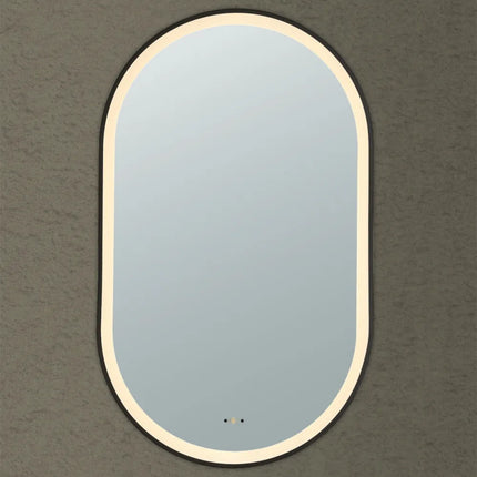 Vivo Iron Framed Oval LED Mirror Matte Black