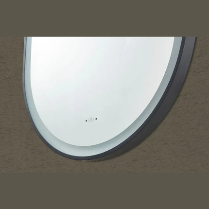 Vivo Iron Framed Oval LED Mirror Matte Black