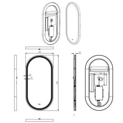 Vivo Iron Framed Oval LED Mirror Brushed Gold