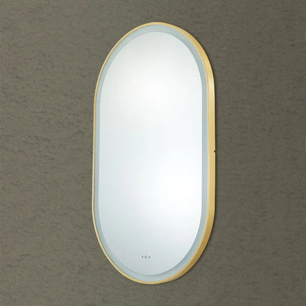 Vivo Iron Framed Oval LED Mirror Brushed Gold