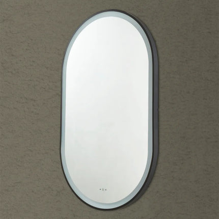 Vivo Iron Framed Oval LED Mirror Matte Black