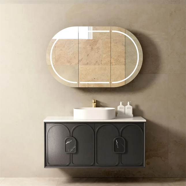 Otti Laguna Mark II Wall Hung Vanity Black Oak 1190X460X550