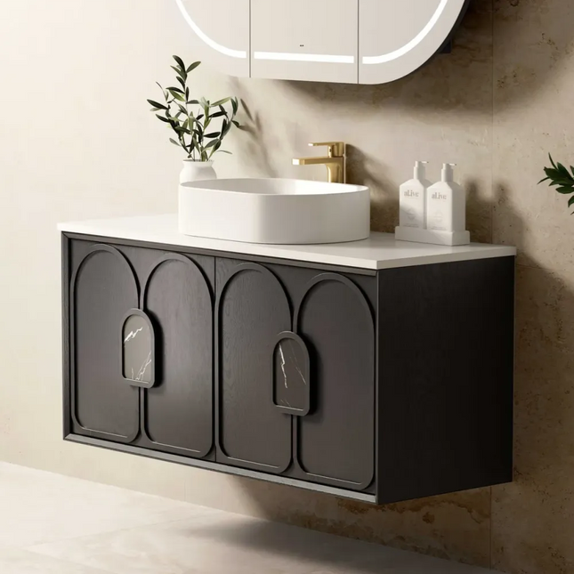 Otti Laguna Mark II Wall Hung Vanity Black Oak 1190X460X550