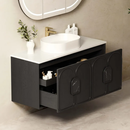 Otti Laguna Mark II Wall Hung Vanity Black Oak 1190X460X550