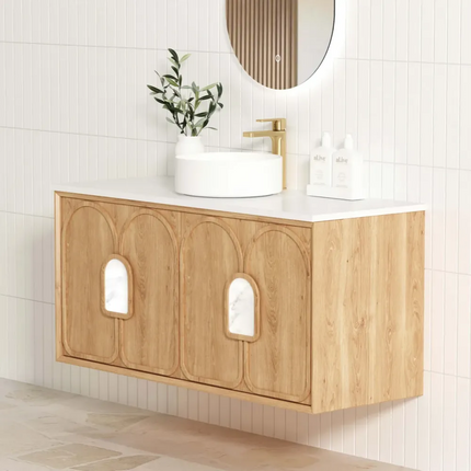 Otti Laguna Wall Hung Vanity American Natural Oak 1190X460X550