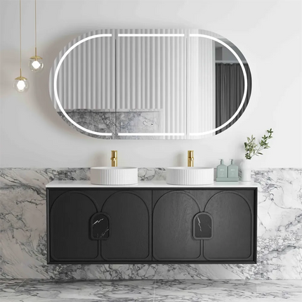 Otti Laguna Mark II Wall Hung Vanity Black Oak 1490X460X550