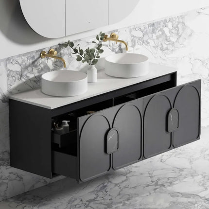 Otti Laguna Mark II Wall Hung Vanity Black Oak 1490X460X550