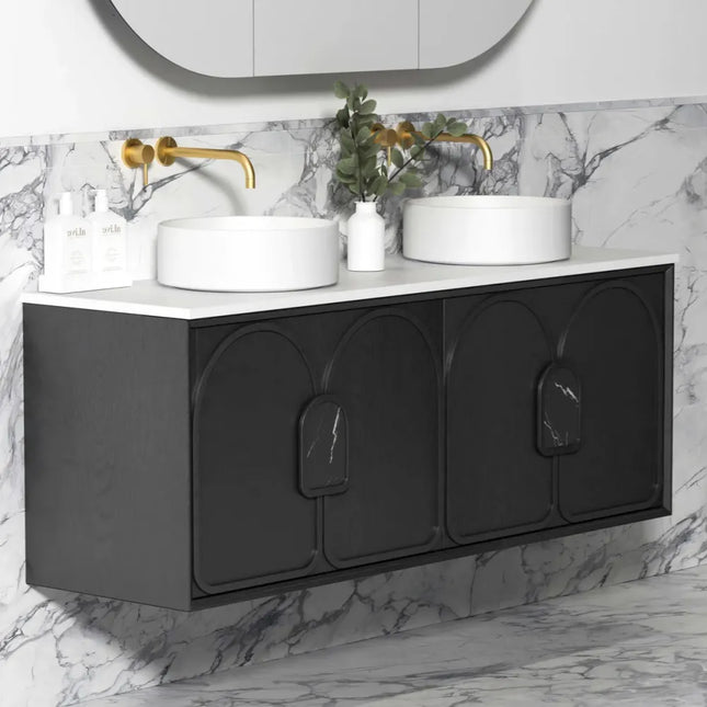 Otti Laguna Mark II Wall Hung Vanity Black Oak 1490X460X550