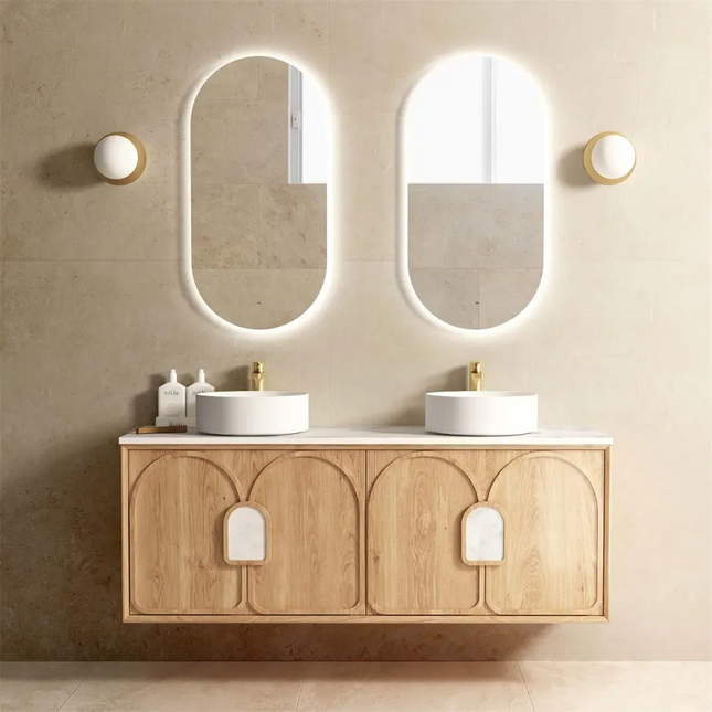 Otti Laguna Wall Hung Vanity American Natural Oak 1490X460X550