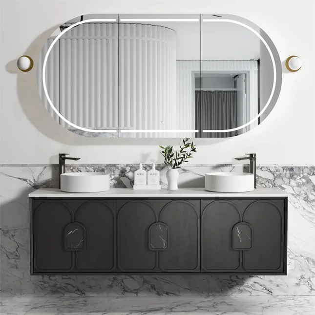 Otti Laguna Mark II Wall Hung Vanity Black Oak 1790X460X550