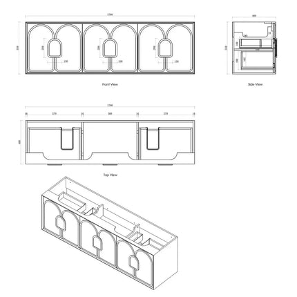 Otti Laguna Mark II Wall Hung Vanity Woodland Oak 1790X460X550