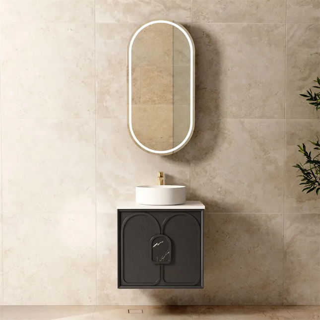 Otti Laguna Mark II Wall Hung Vanity Black Oak 590X460X550