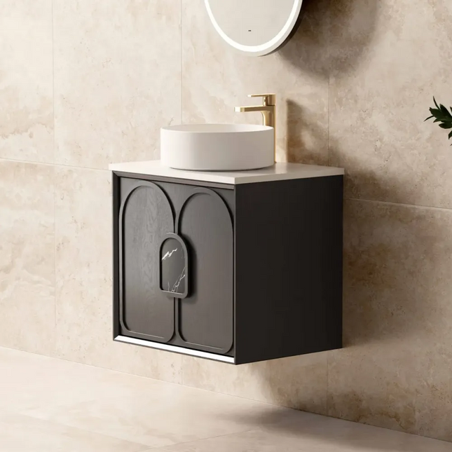 Otti Laguna Mark II Wall Hung Vanity Black Oak 590X460X550