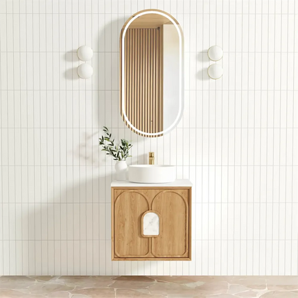 Otti Laguna Wall Hung Vanity American Natural Oak 590X460X550