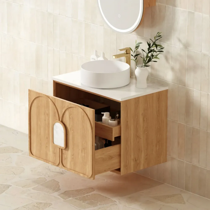 Otti Laguna Wall Hung Vanity American Natural Oak 590X460X550