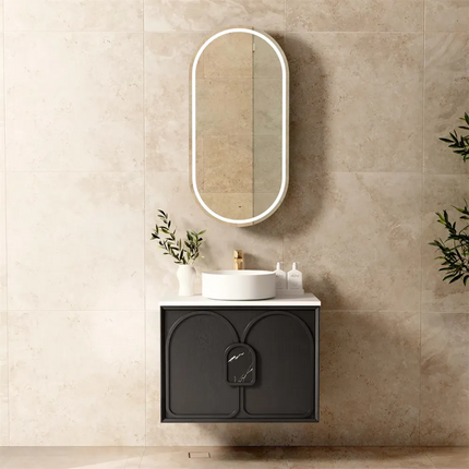 Otti Laguna Mark II Wall Hung Vanity Black Oak 740X460X550